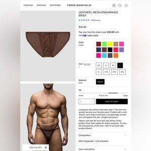 Todd Sanfield, Leather (Brown), Mesh, Endurance Brief
